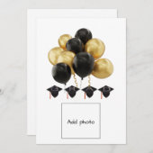 卒業キャップカードブラック金ゴールドバルーン シーズンカード (正面/裏面)