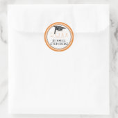 卒業キャップクラス年名オレンジブラック ラウンドシール (バッグ)