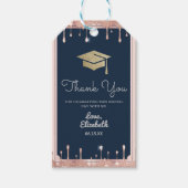 卒業キャップグリッターバラ金ゴールドドリップスネイビーブルー ギフトタグ (正面)