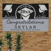 卒業キャップシルバーおもしろいおめでとうパーティー 横断幕