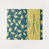 卒業キャップスオフィシャルブルー&金ゴールドパーティー タペストリー (正面(横))