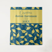 卒業キャップスオフィシャルブルー&金ゴールドパーティー タペストリー (正面)