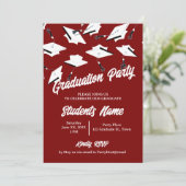 卒業キャップスマルーンとホワイトフォトグラードパーティー 招待状 (スタンド正面)