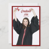 卒業キャップスマルーンとホワイトフォトグラードパーティー 招待状 (裏面)