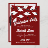 卒業キャップスマルーンとホワイトフォトグラードパーティー 招待状 (正面/裏面)