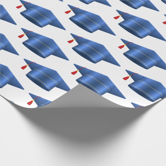 卒業キャップタスルブルーラッピング紙 ラッピングペーパー (角)