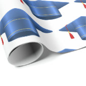 卒業キャップタスルブルーラッピング紙 ラッピングペーパー (ロールコーナー)