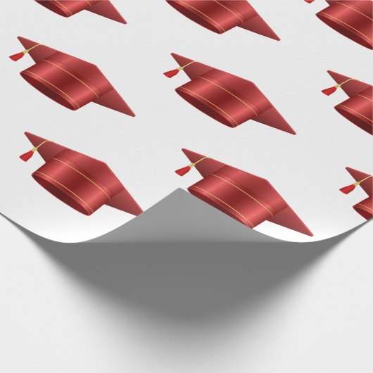 卒業キャップタスルレッド ラッピングペーパー (角)