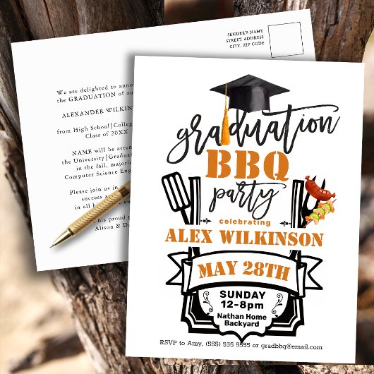 卒業キャップタッセルシンプルパーティの招待状 ポストカード