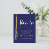 卒業キャップタッセル金ゴールドブルーモダン サンキューカード (スタンド正面)