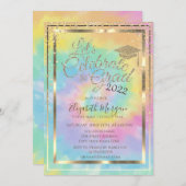 卒業キャップダイアモンズスターズ絞り染め卒業 招待状 (正面/裏面)