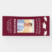 卒業キャップトスおめでとうグラードフォトマルーン 横断幕 (横)