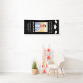 卒業キャップトスおめでとうGRADフォトブラック 横断幕 (インサイチュ)