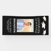 卒業キャップトスおめでとうGRADフォトブラック 横断幕 (横)