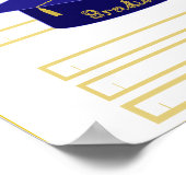 卒業キャップネイビーブルー紙ハット卒業金ゴールド ポスター (角)