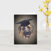 卒業キャップノートカードのマスティフ犬 カード (黄色い花)