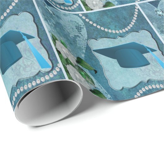 卒業キャップハート真珠の花 ラッピングペーパー (ロールコーナー)