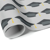卒業キャップパターン灰色 ラッピングペーパー (ロールコーナー)