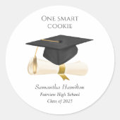 卒業キャップパーソナライズされた ラウンドシール (正面)