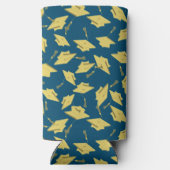 卒業キャップパーティーおめでとうブルー&金ゴールド スリム缶クーラー (裏面)