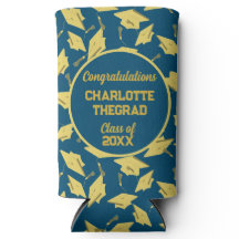 卒業キャップパーティーおめでとうブルー&金ゴールド