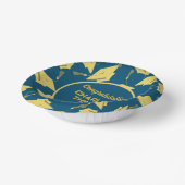 卒業キャップパーティーおめでとうブルー&金ゴールド ペーパーボウル (傾斜あり)