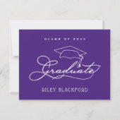 卒業キャップパープルありがとう ノートカード (正面)