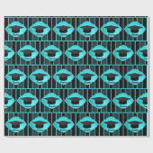 卒業キャップフェイクラインストーンブラックターコイズ ラッピングペーパー (フラット)