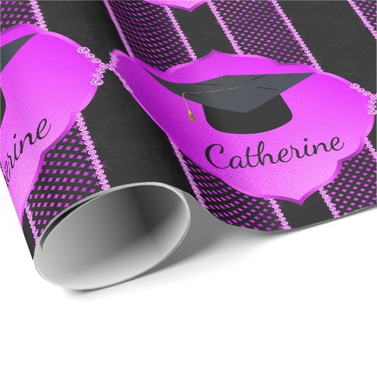 卒業キャップフェイクライン岩名前をカスタムする ラッピングペーパー (ロールコーナー)