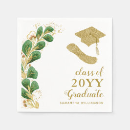 卒業キャップフェイク金ゴールド年スクリプエレガントト スタンダードカクテルナプキン