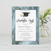 卒業キャップフレーム大理石卒業パーティー 招待状 (スタンド正面)
