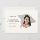 卒業キャップブラックとアイボリー1写真卒業 案内状 (正面)