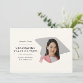 卒業キャップブラックとアイボリー1写真卒業 案内状 (スタンド正面)