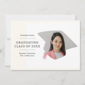 卒業キャップブラックとアイボリー1写真卒業 案内状 (正面)