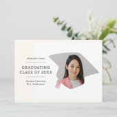 卒業キャップブラックとアイボリー1写真卒業 案内状 (スタンド正面)