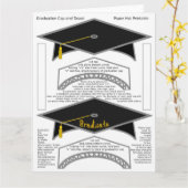 卒業キャップブラック紙ハットプリント可能 カード (黄色い花)