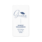 卒業キャップブルー差出人住所 ラベル (正面)