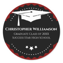 卒業キャップモダンスクールレッドブラック