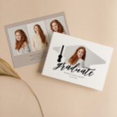 卒業キャップモダンミニマリスト4枚/縦 招待状