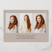 卒業キャップモダンミニマリスト4枚/縦 箔招待状 (裏面)