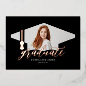 卒業キャップモダンミニマリスト4枚/縦 箔招待状 (正面)