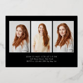 卒業キャップモダンミニマリスト4枚/縦 箔招待状 (裏面)