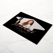 卒業キャップモダンミニマリスト4枚/縦 箔招待状 (回転した状態)