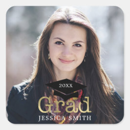 卒業キャップモダン写真 スクエアシール