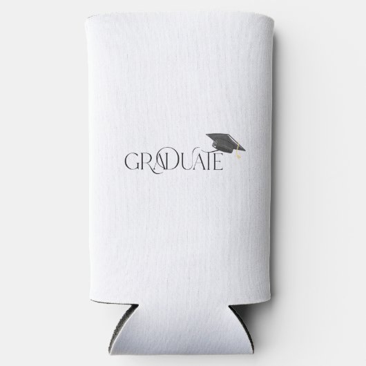 卒業キャップ付きカスタム卒業 スリム缶クーラー (正面)