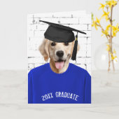 卒業キャップ付きゴールデンレトリバー カード (黄色い花)