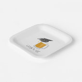 卒業キャップ付き卒業ビールパイント ペーパープレート (傾斜あり)