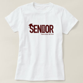 卒業キャップ付きMaroon SENIOR Tシャツ