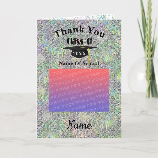 卒業キャップ写真ありがとう カード (正面)