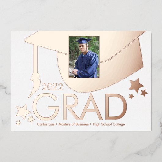 卒業キャップ写真プレス箔発表 箔招待状 (正面)